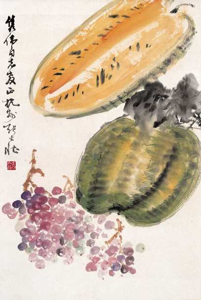 张大壮 夏果图 立轴